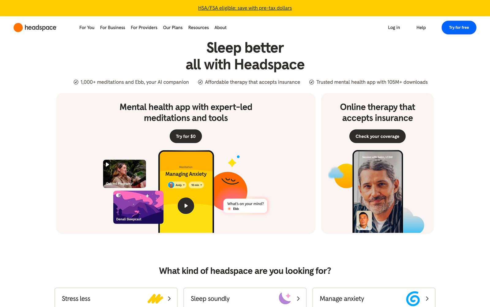 Business Website Example: Headspace