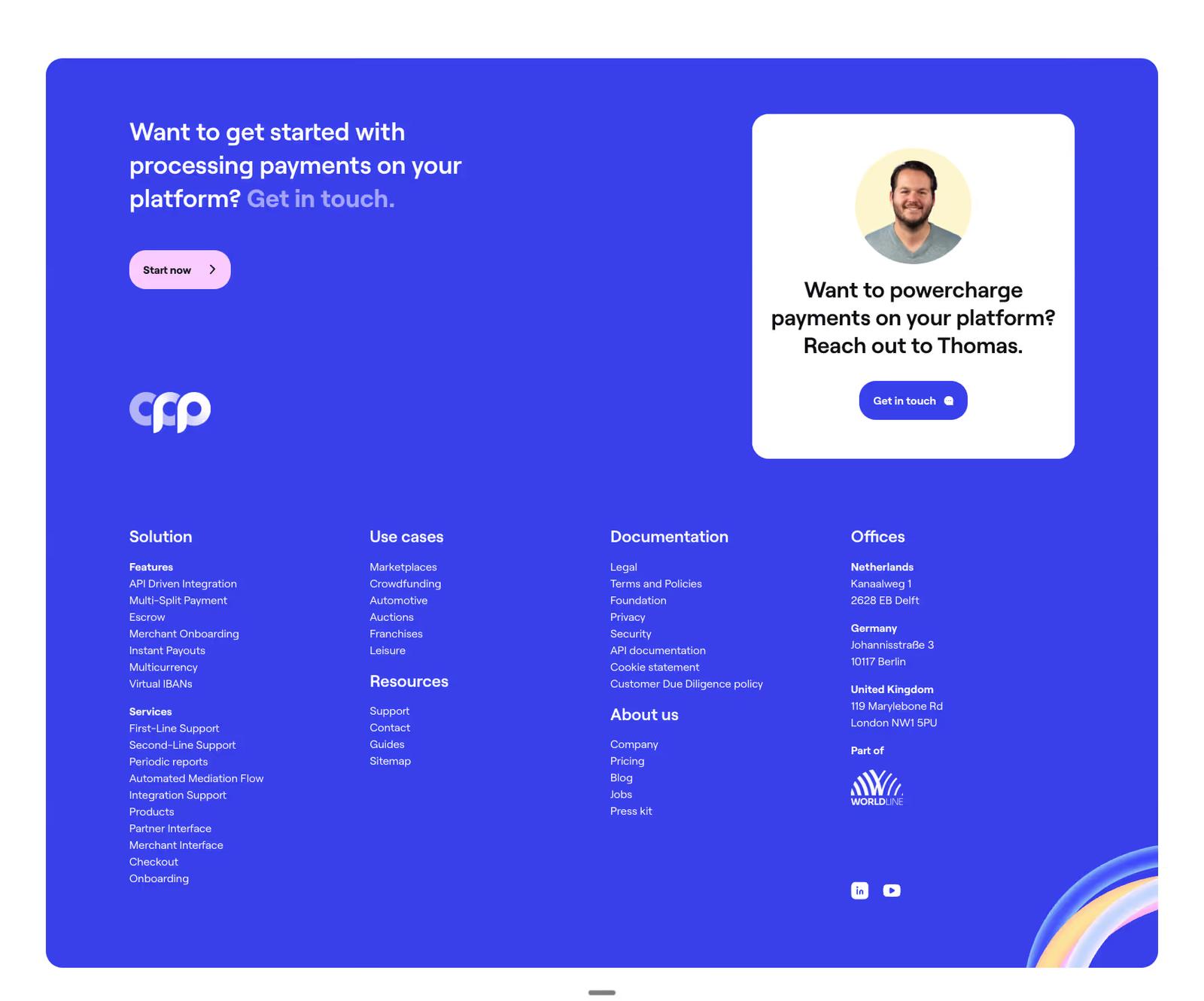 Website footer example #18: Online Payment Platform
