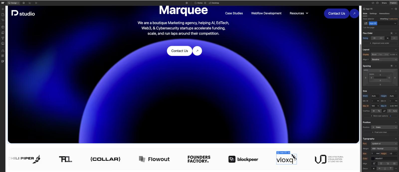 Step 5: Styling Marquee Content in Webflow