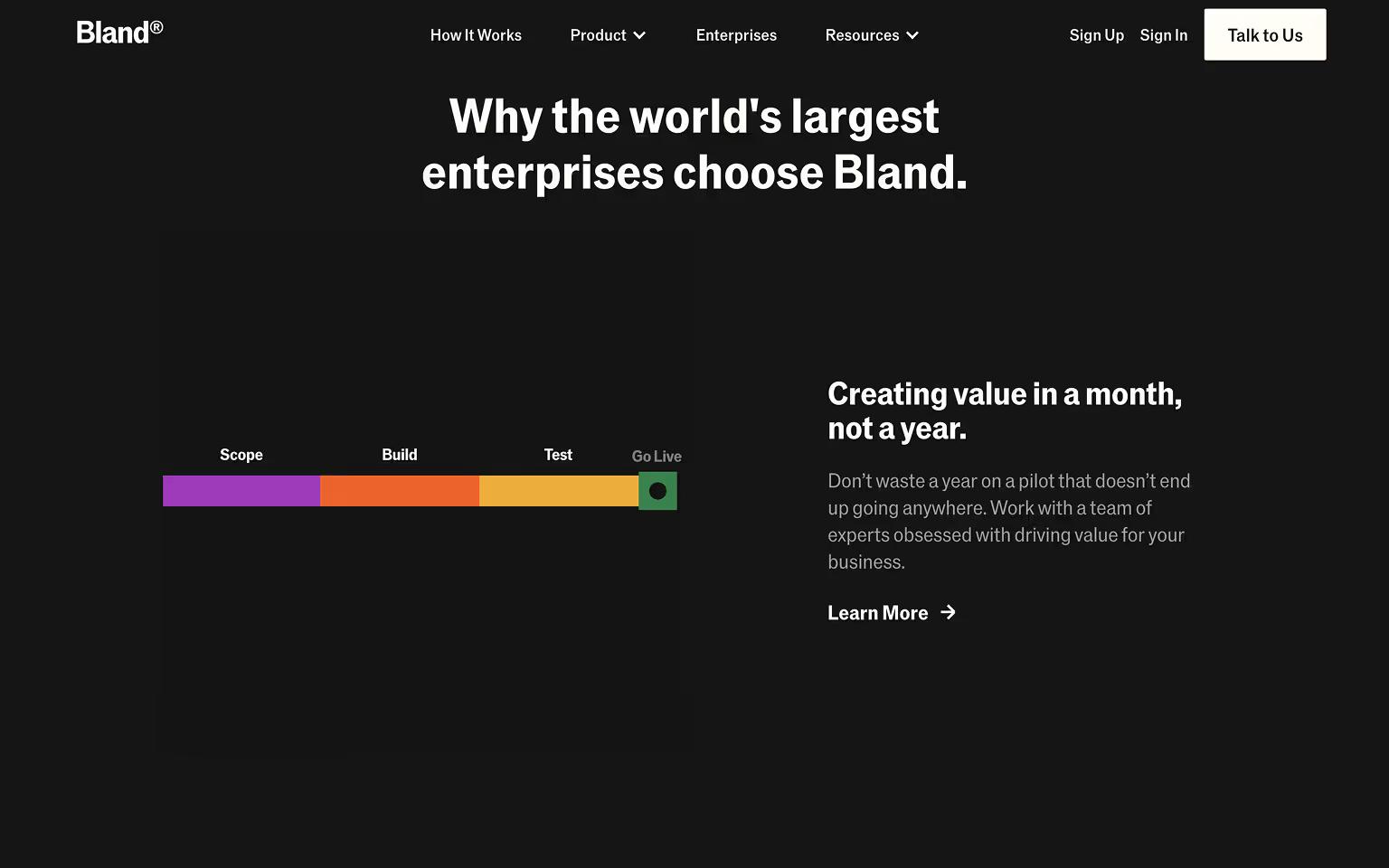 Bland.ai: Bold, typography web design trend in action