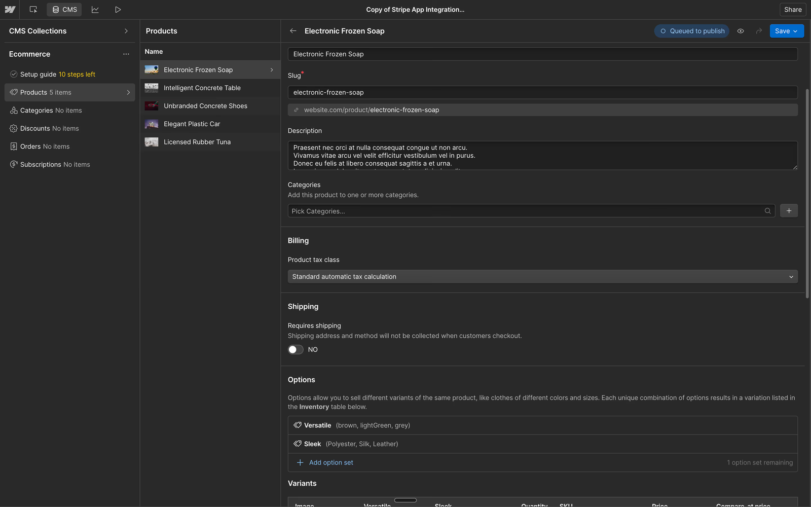 Editing eCommerce Products in Webflow