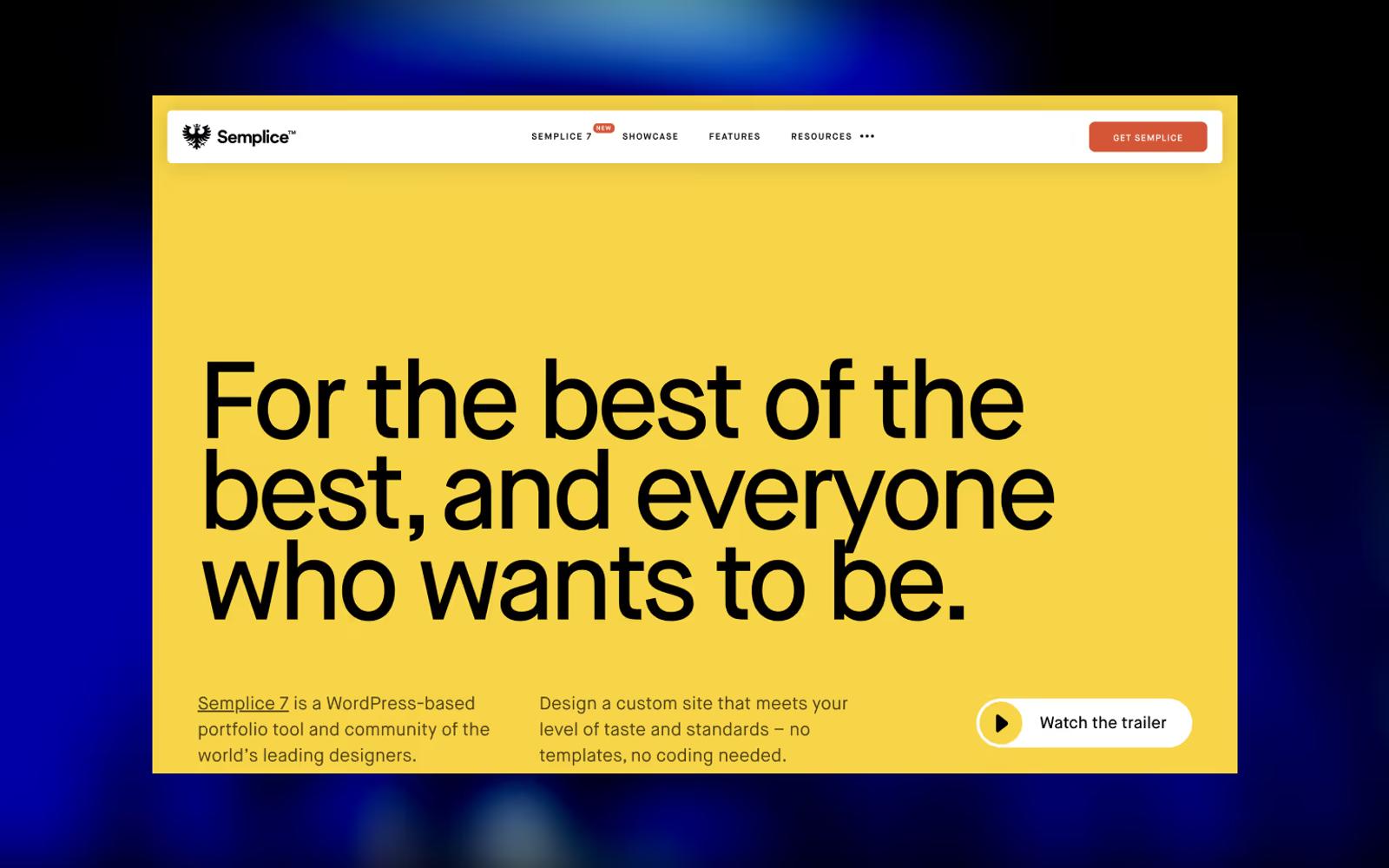 Screenshot of the Semplice website builder interface