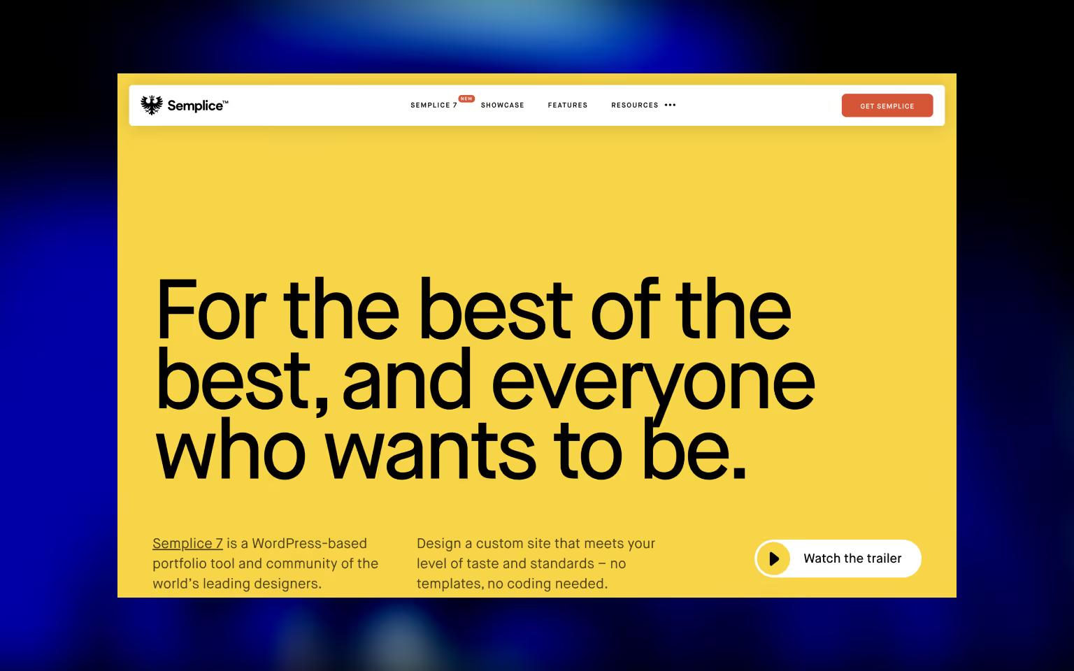 Screenshot of the Semplice website builder interface