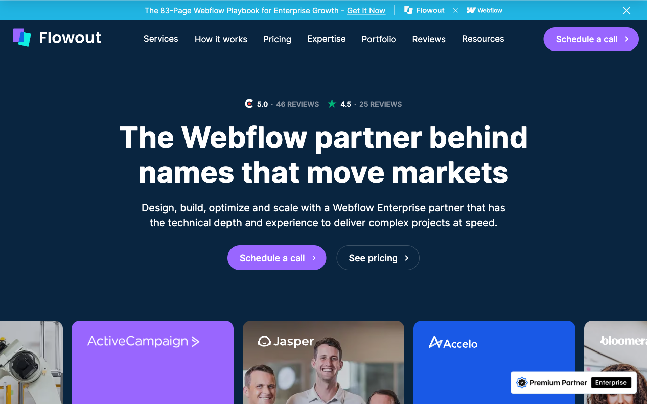 Flowout homepage screenshot