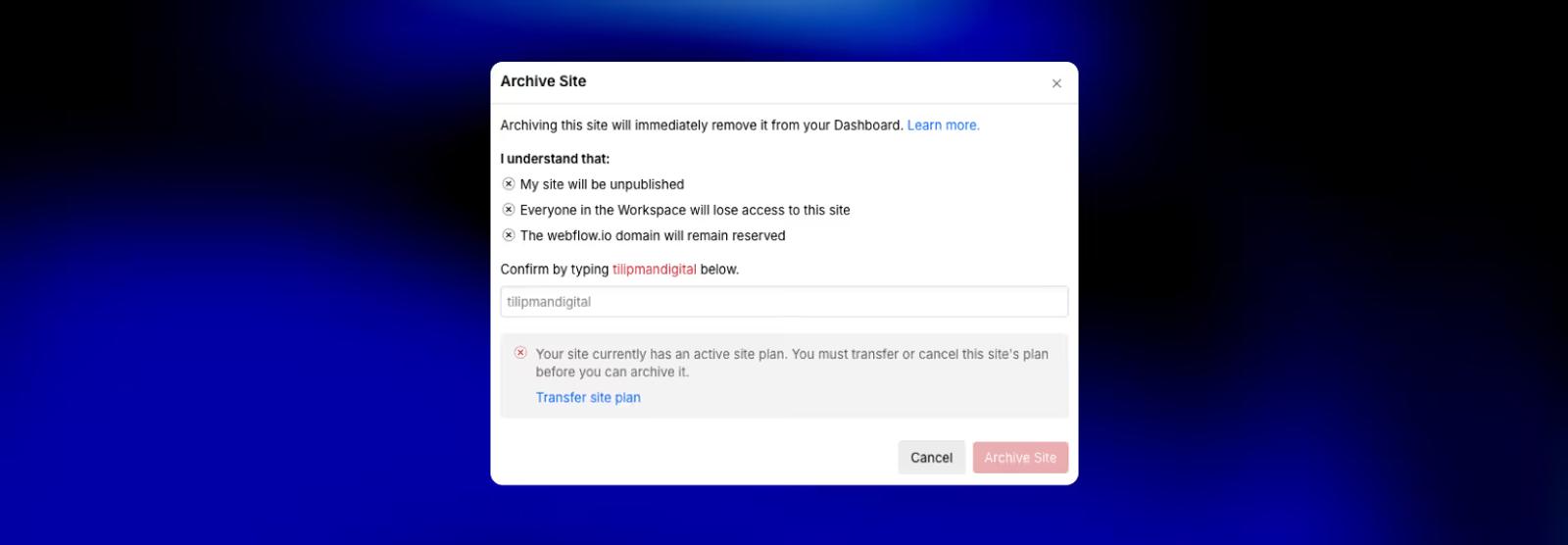 Duplicate Site for Backup before Deletion