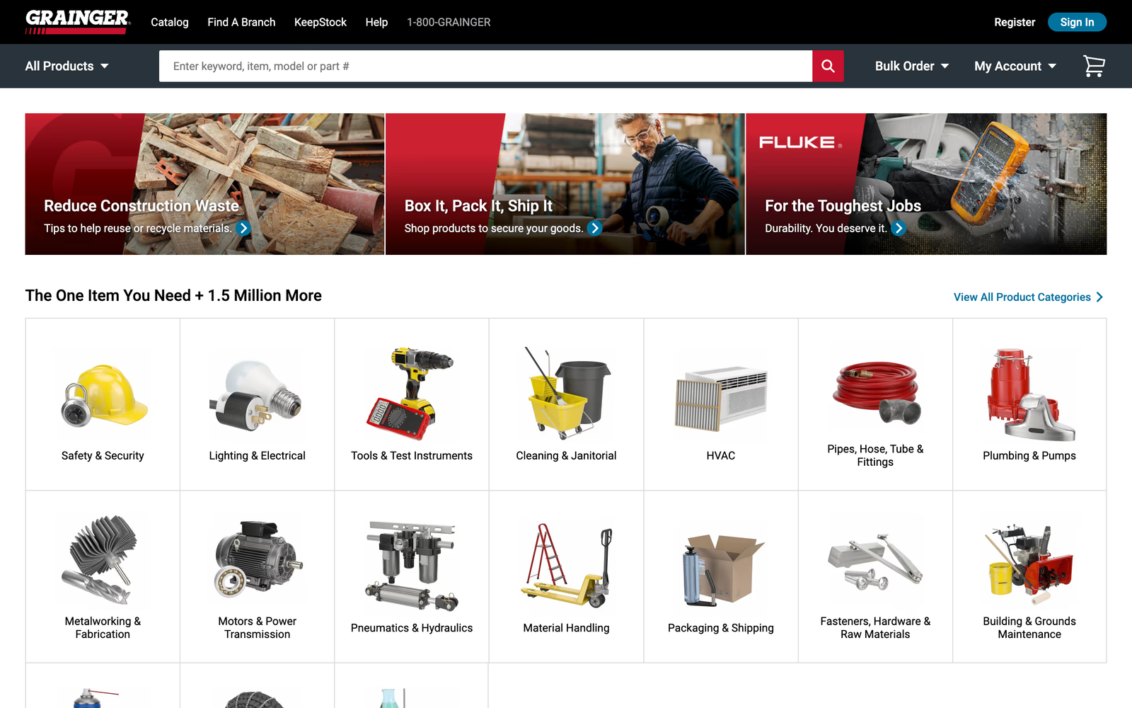 B2B website example #17: Grainger