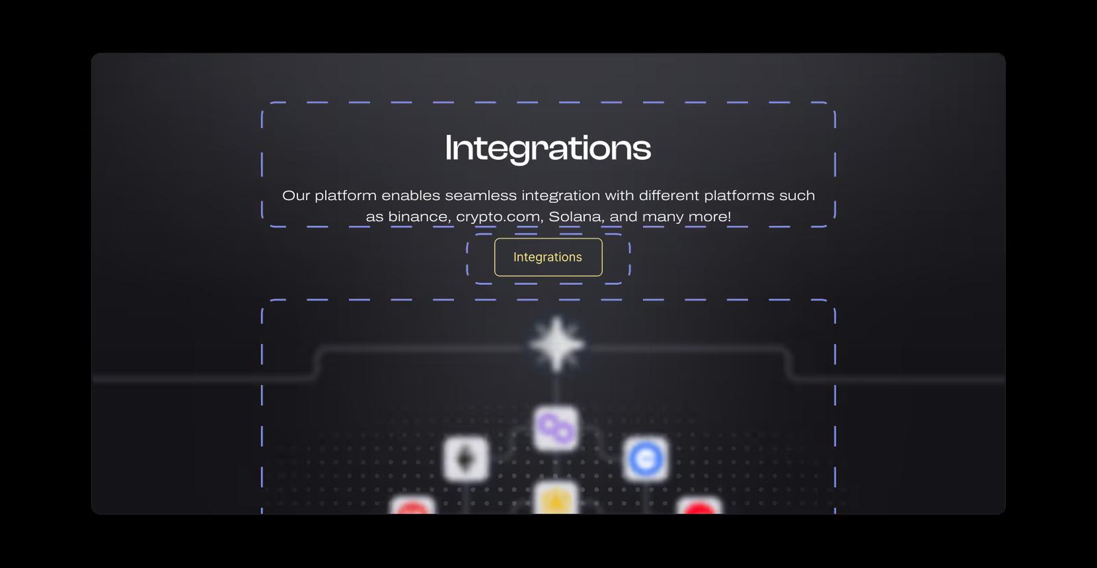Integrations section example on a Web3 homepage
