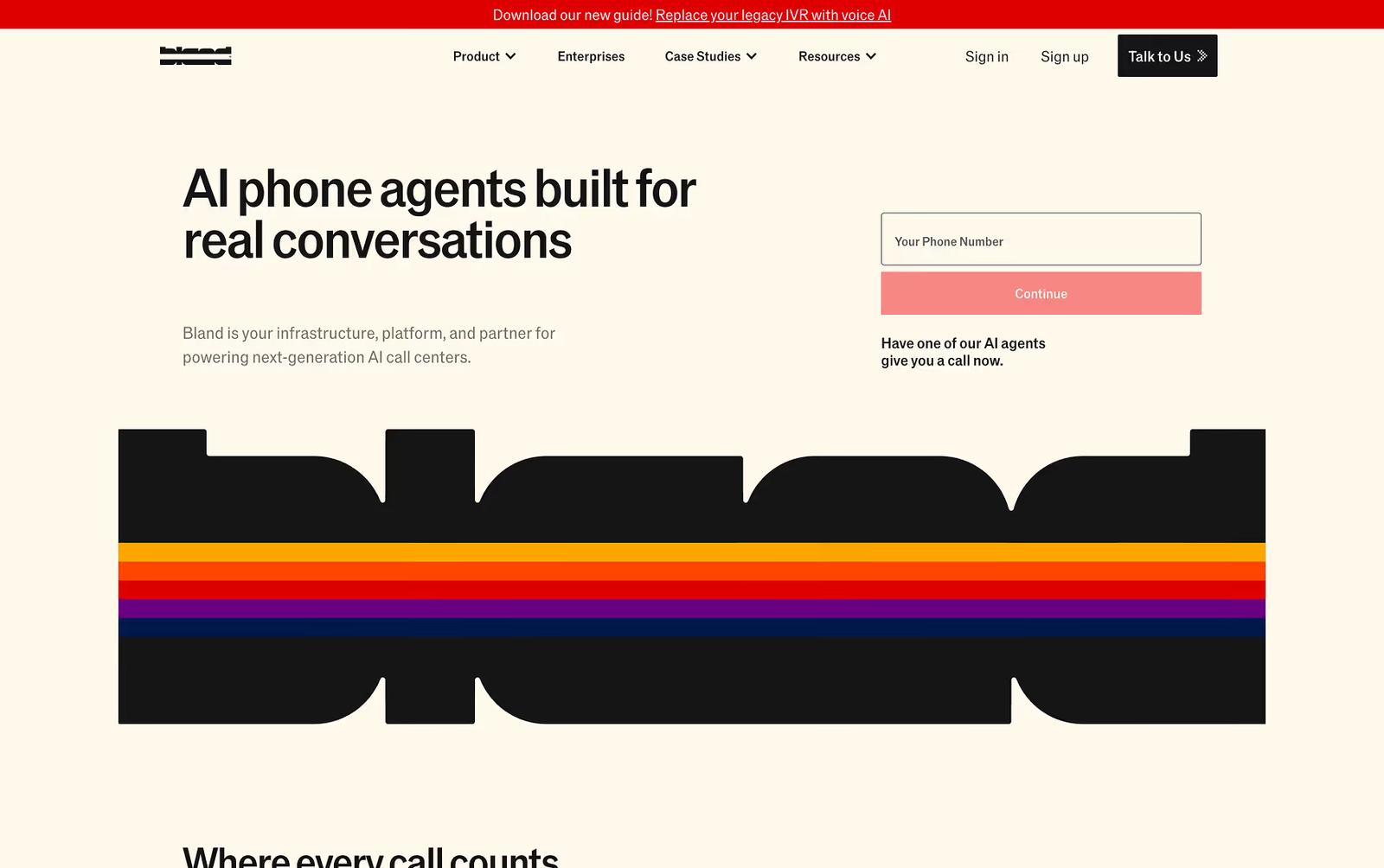 High-converting Website Example: Bland AI
