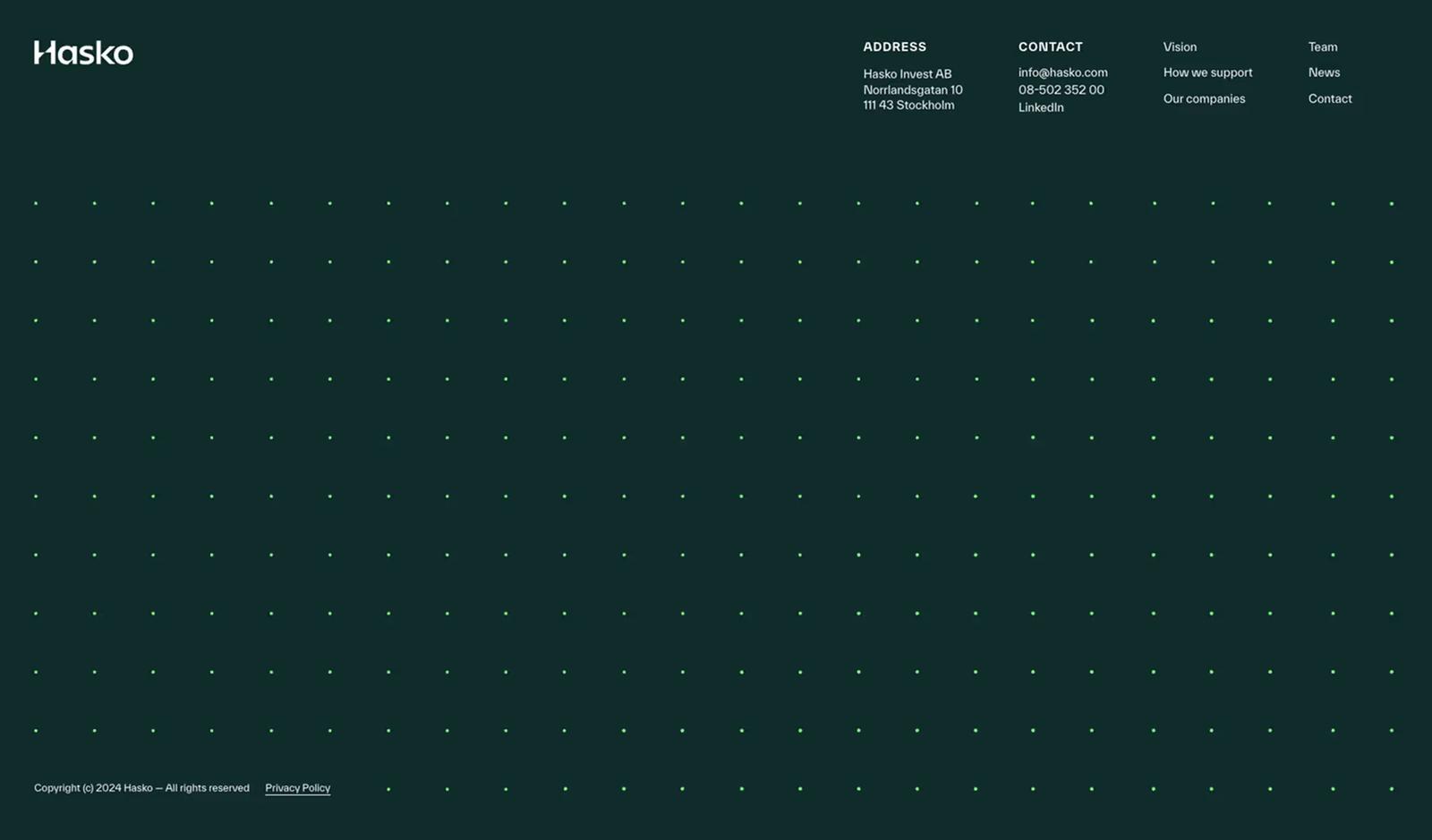 Website footer example #23: Hasko