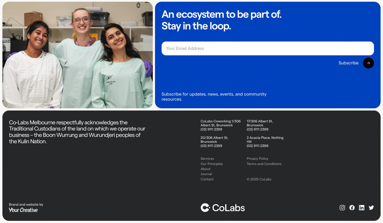 Website footer example #22: CoLabs
