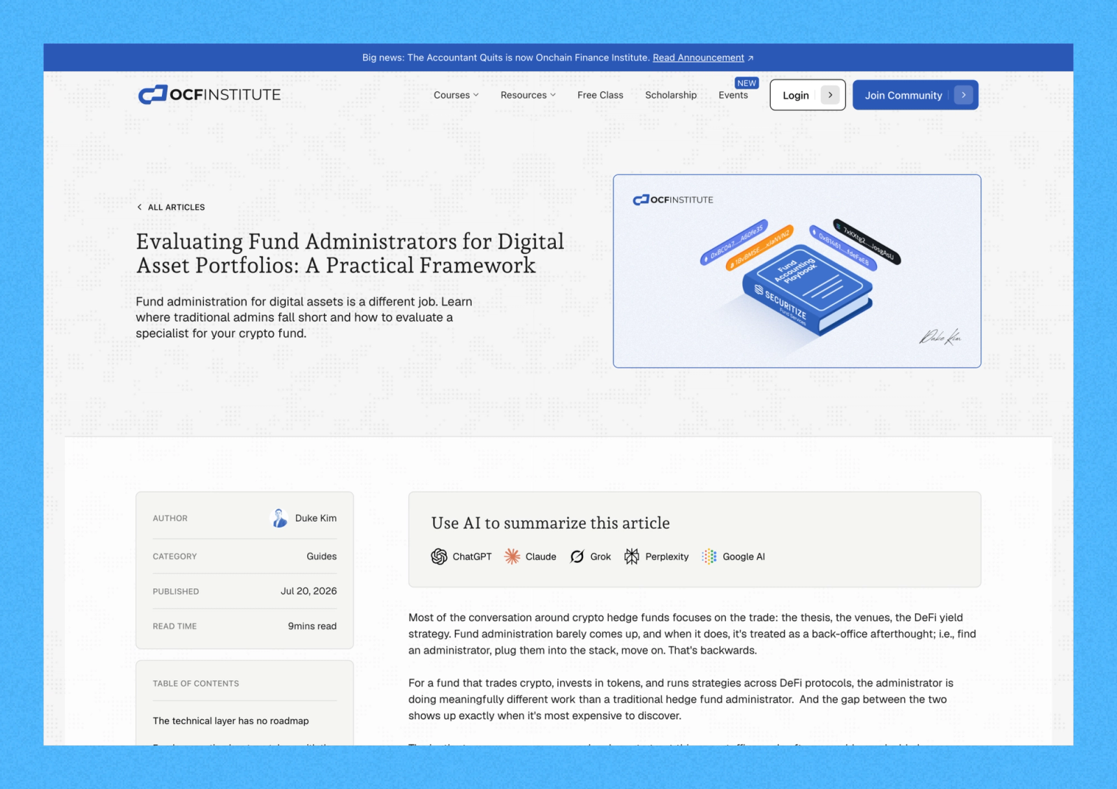 On-Chain Finance Institute: Splitting the Brand Without Losing the Traffic project screenshot 5