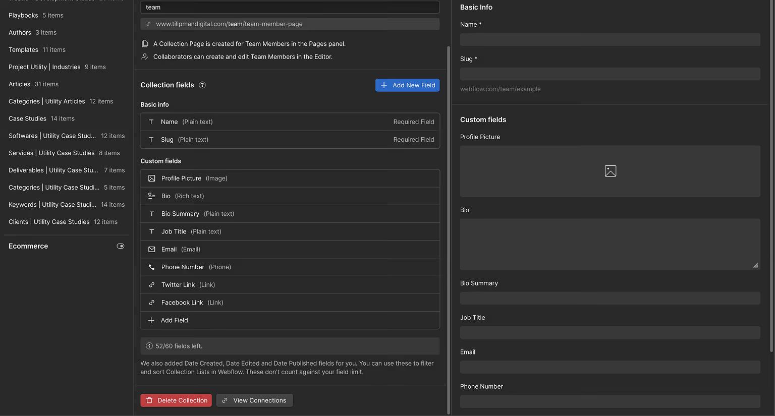 Delete Page in Webflow: Collection List