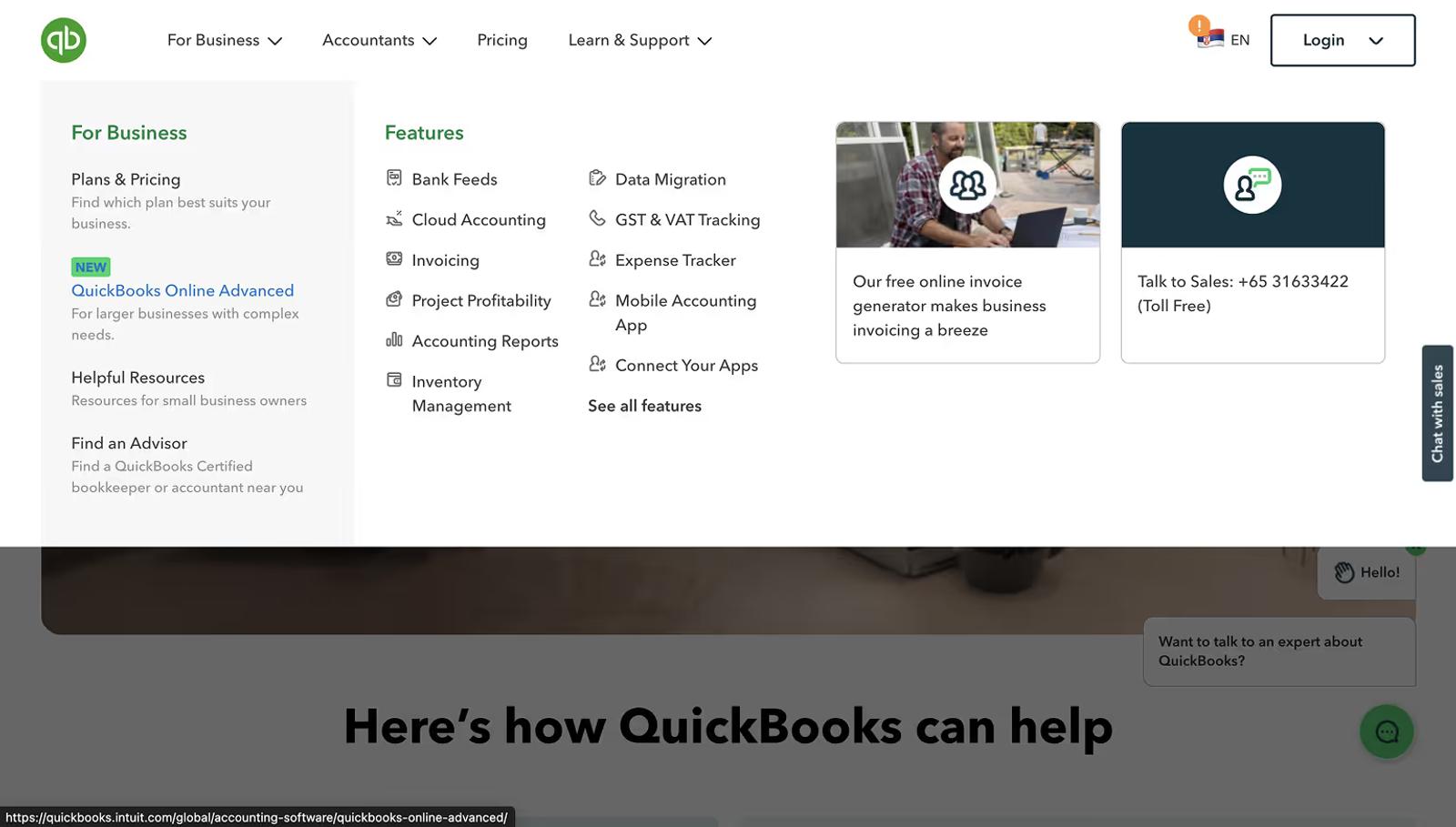 Quickbooks Meganav Menu Example