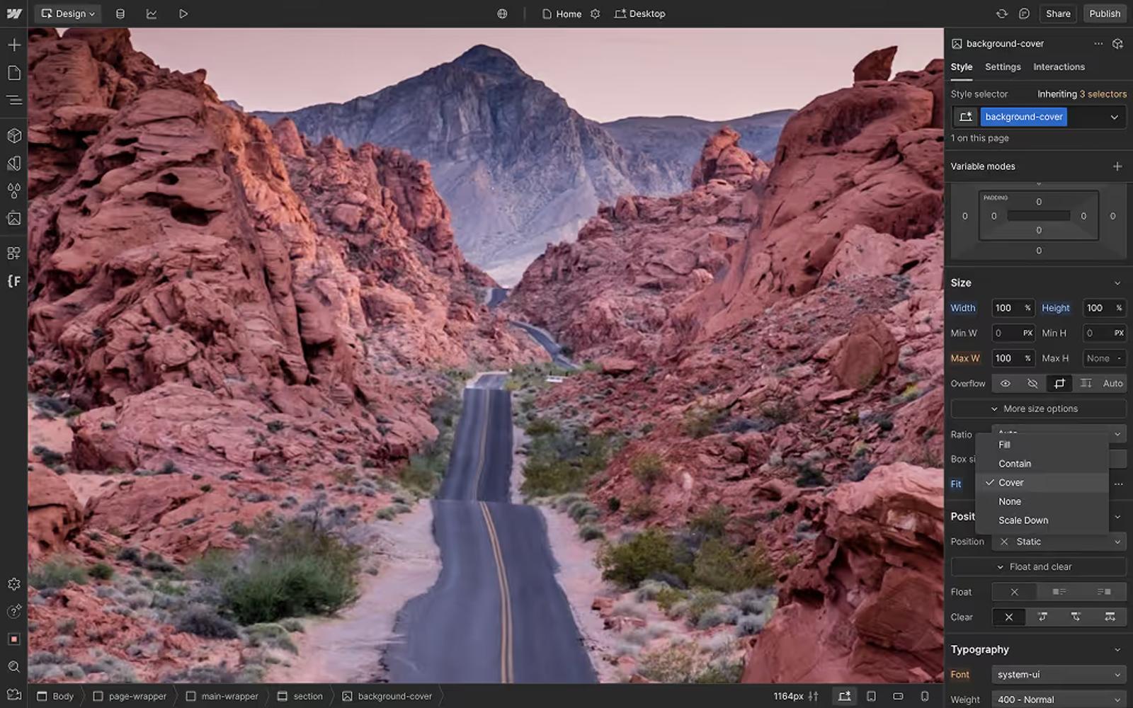 Webflow Fill vs Cover — Cover