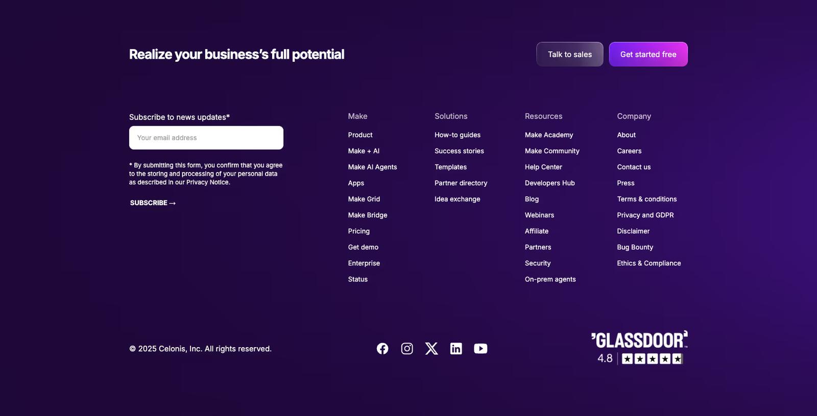 Website footer example #12: Make