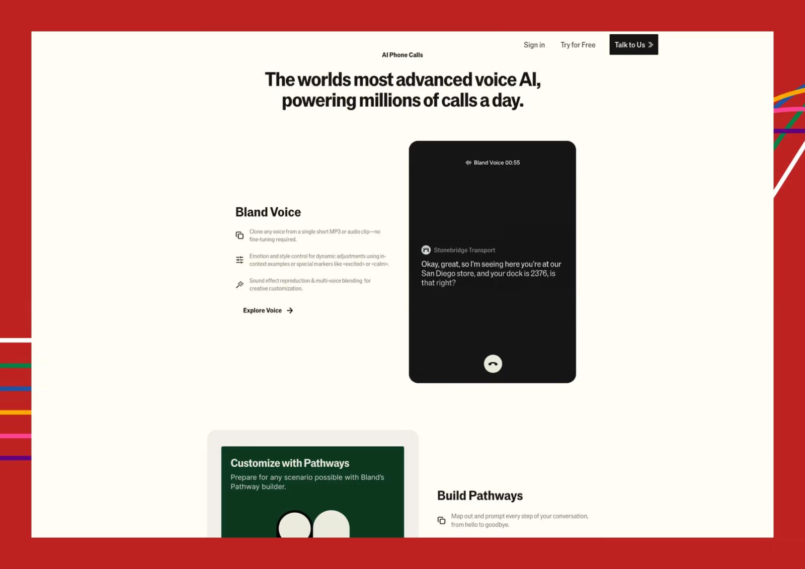 Bland AI: A High-Speed Revamp That Drove 35% More Traffic Post-Series B project screenshot 5