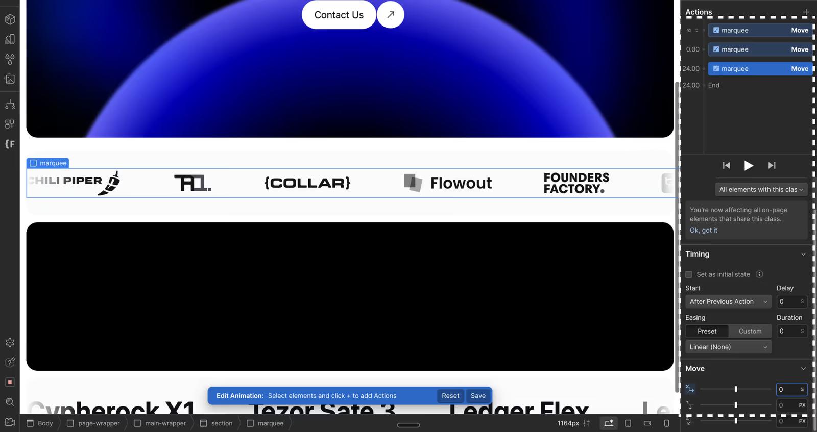 Step 12: Adding Final Keyframe for Marquee Animation