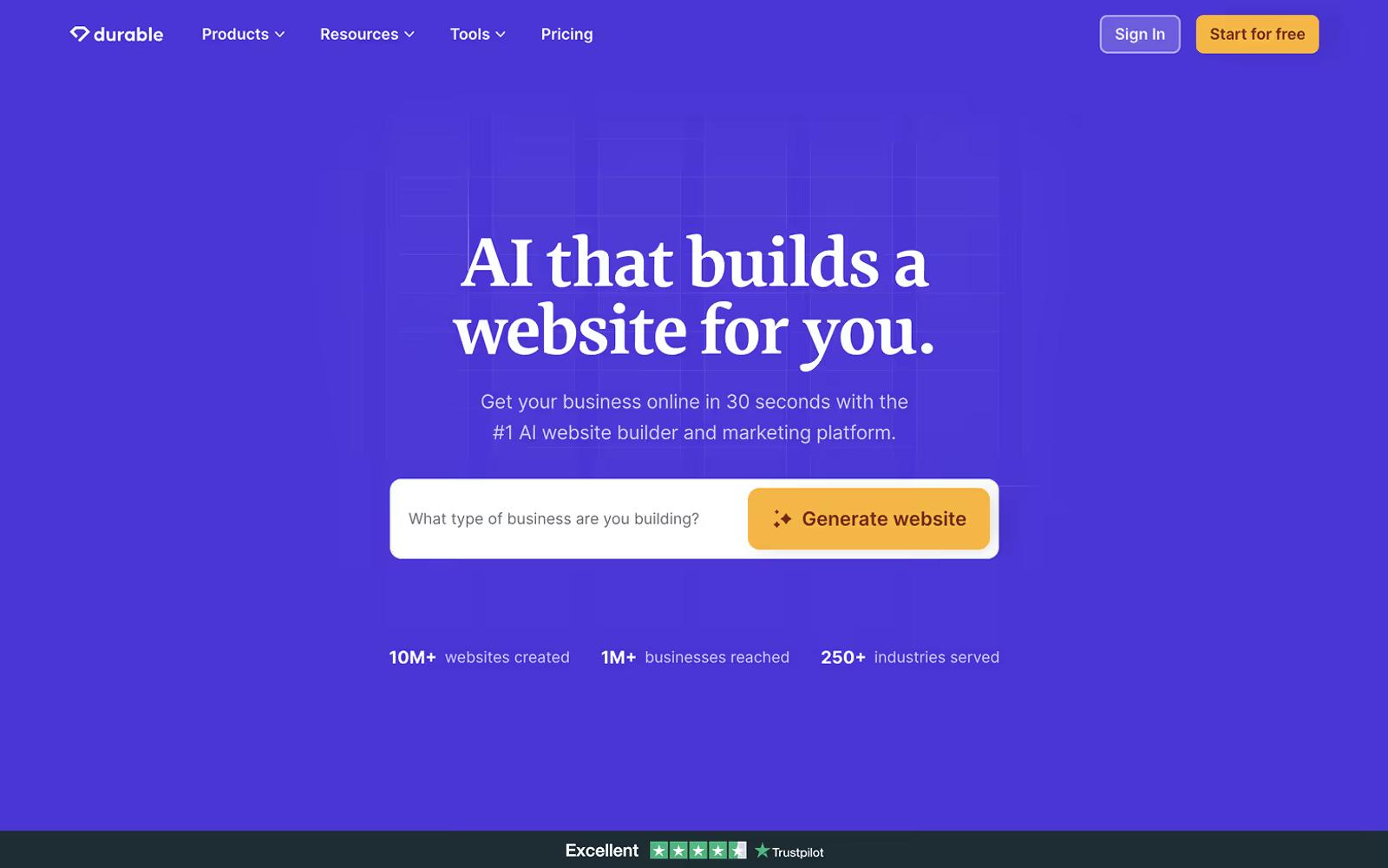 AI Website Example 26: Durable.co
