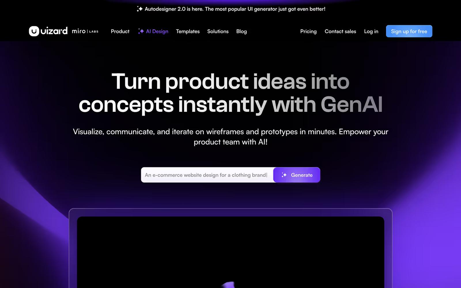 AI Website Example 24: Uizard.io