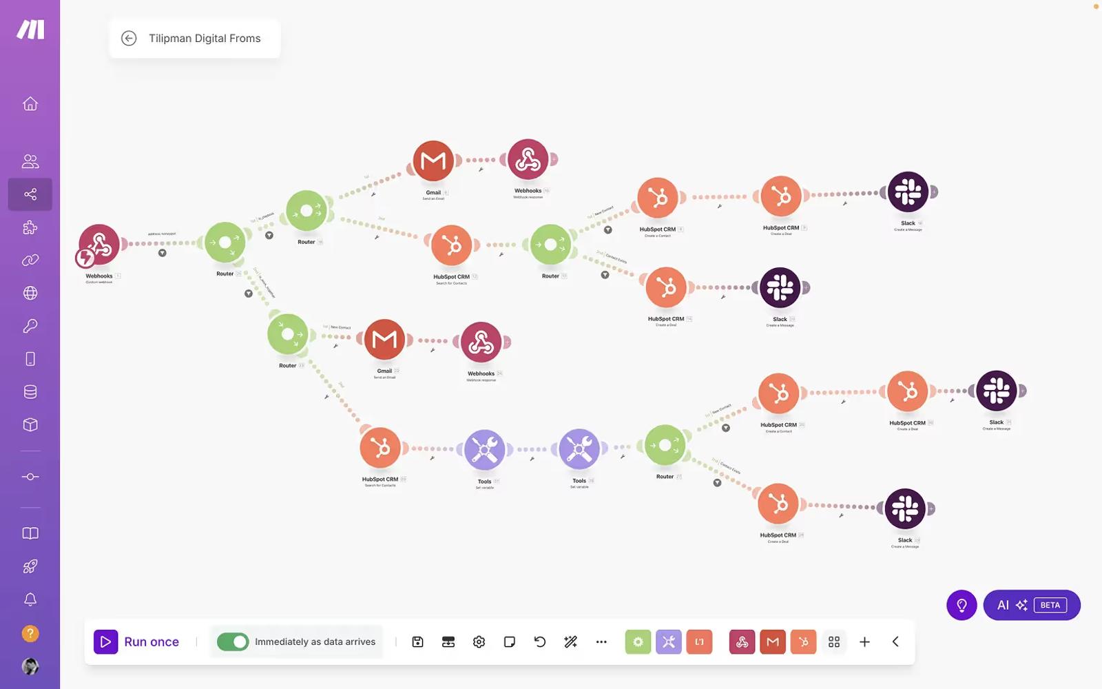 Webflow Hubpot Integration — Make UI