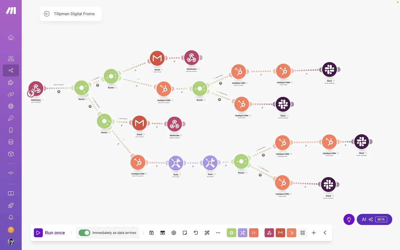 Webflow Hubpot Integration — Make UI