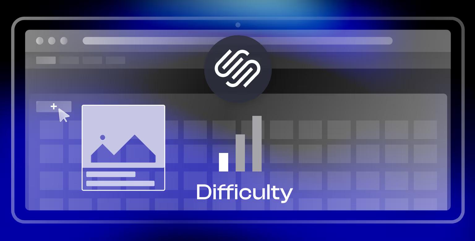 Squarespace build-difficulty overview in a comparison with Webflow