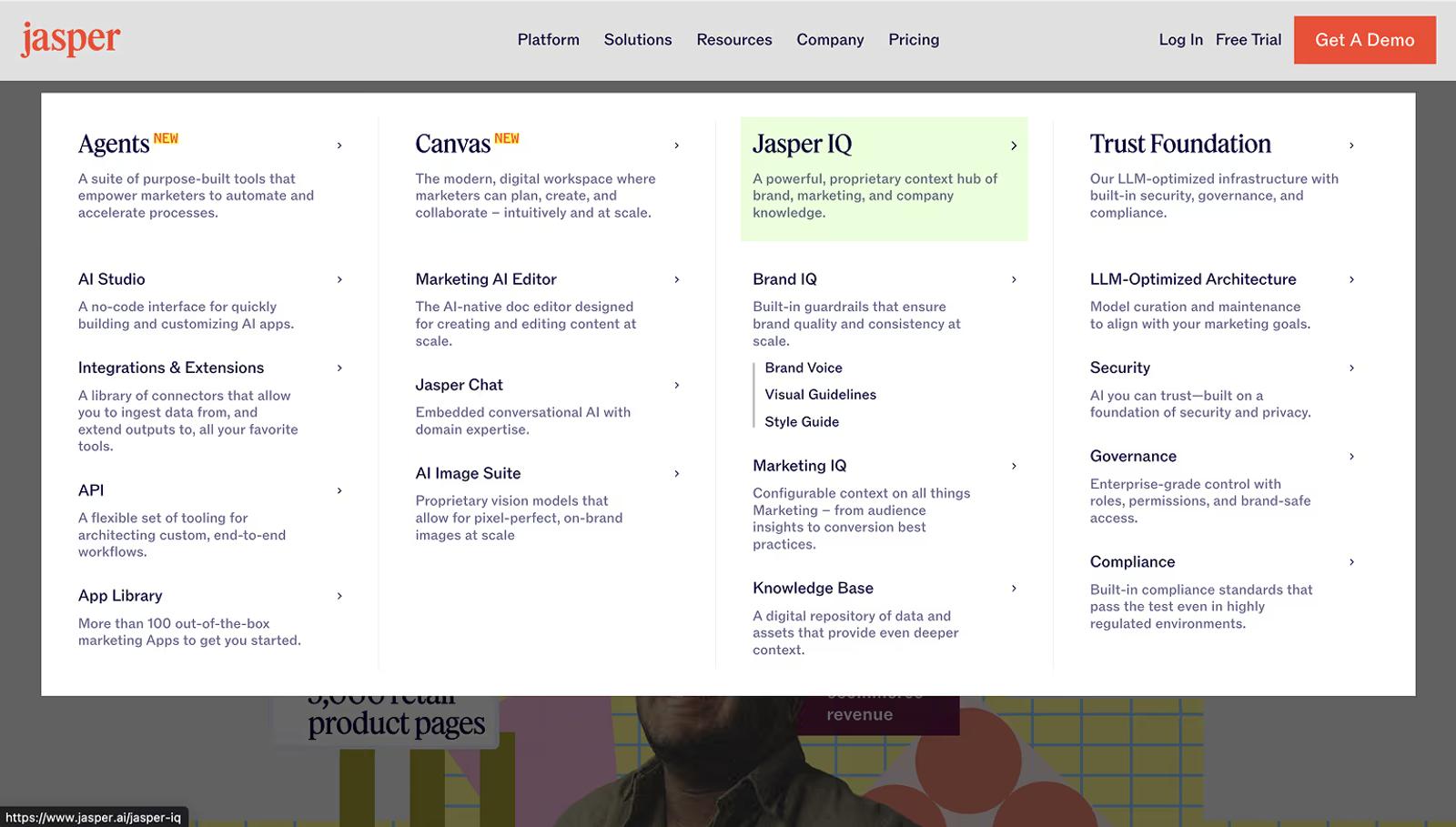 Jasper Meganav Menu Example