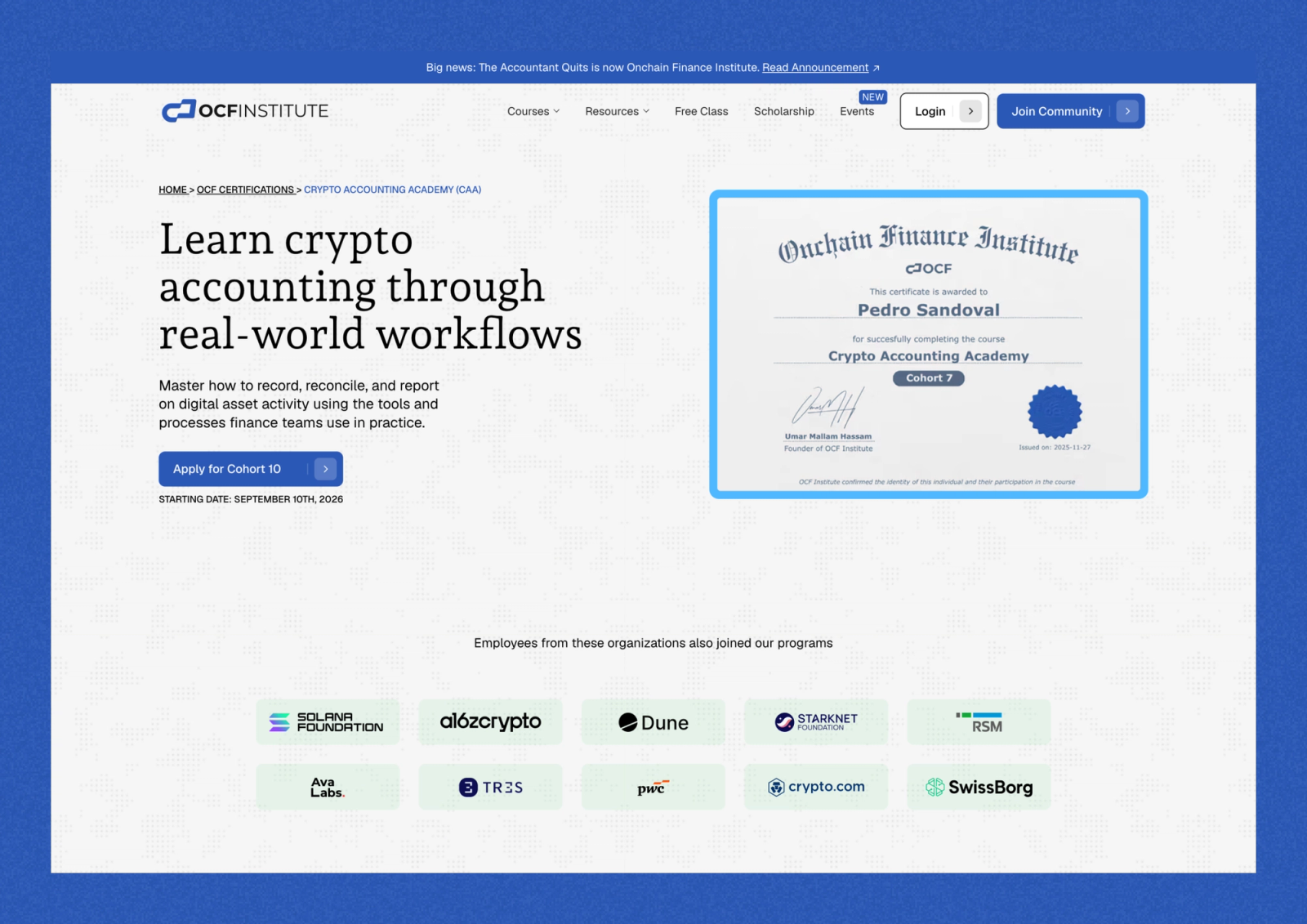 On-Chain Finance Institute: Splitting the Brand Without Losing the Traffic project screenshot 7
