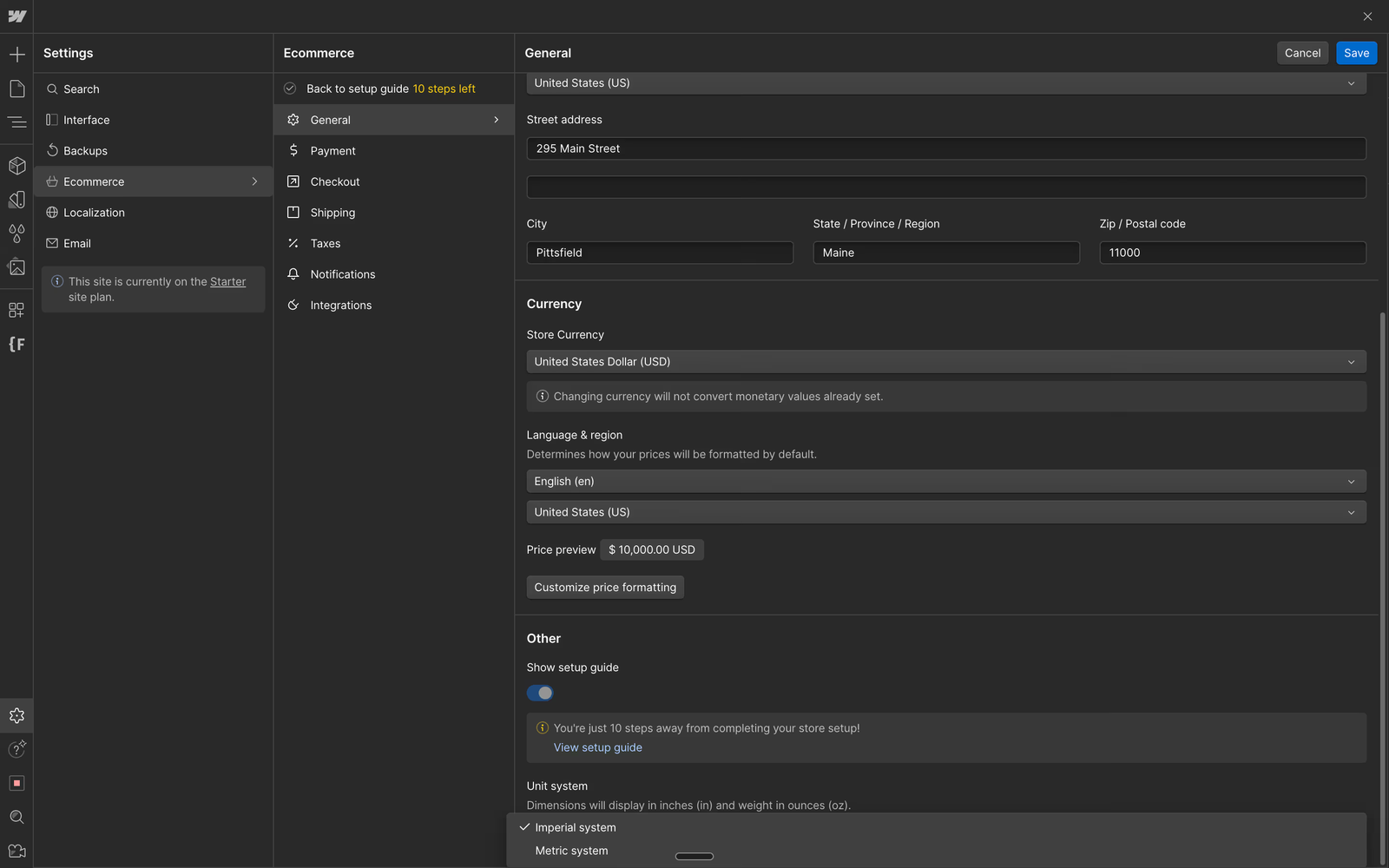 eCommerce Currency Settings in Webflow