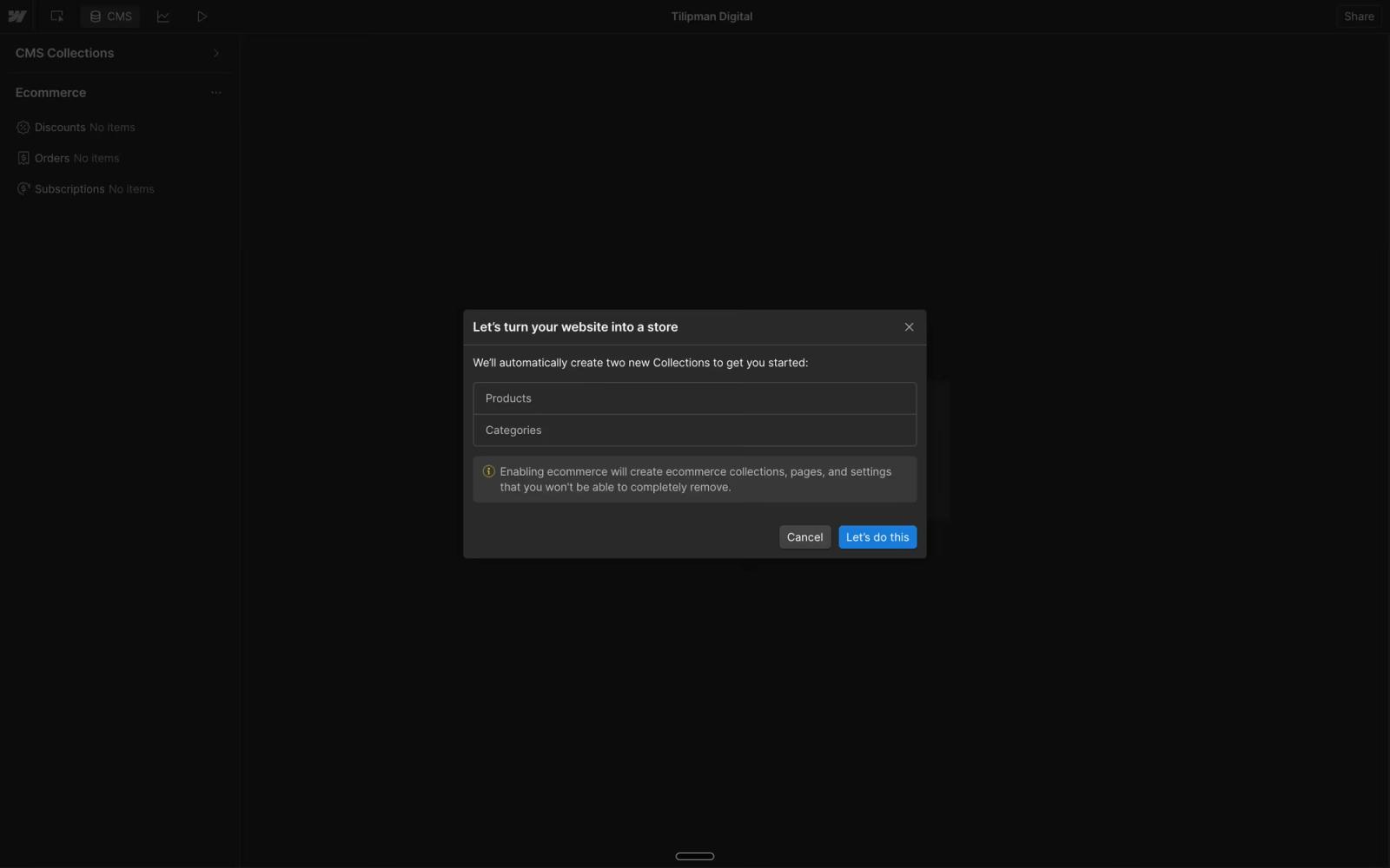 Enabling eCommerce in Webflow