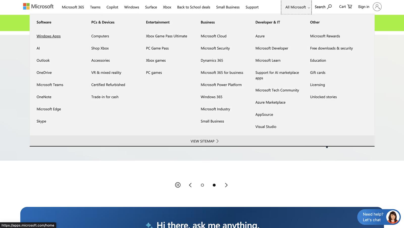 Microsoft Meganav Menu Example