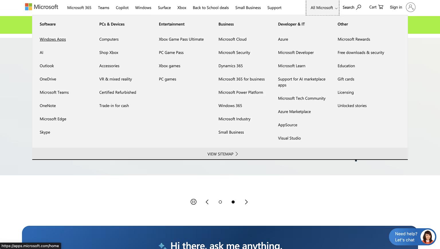 Microsoft Meganav Menu Example