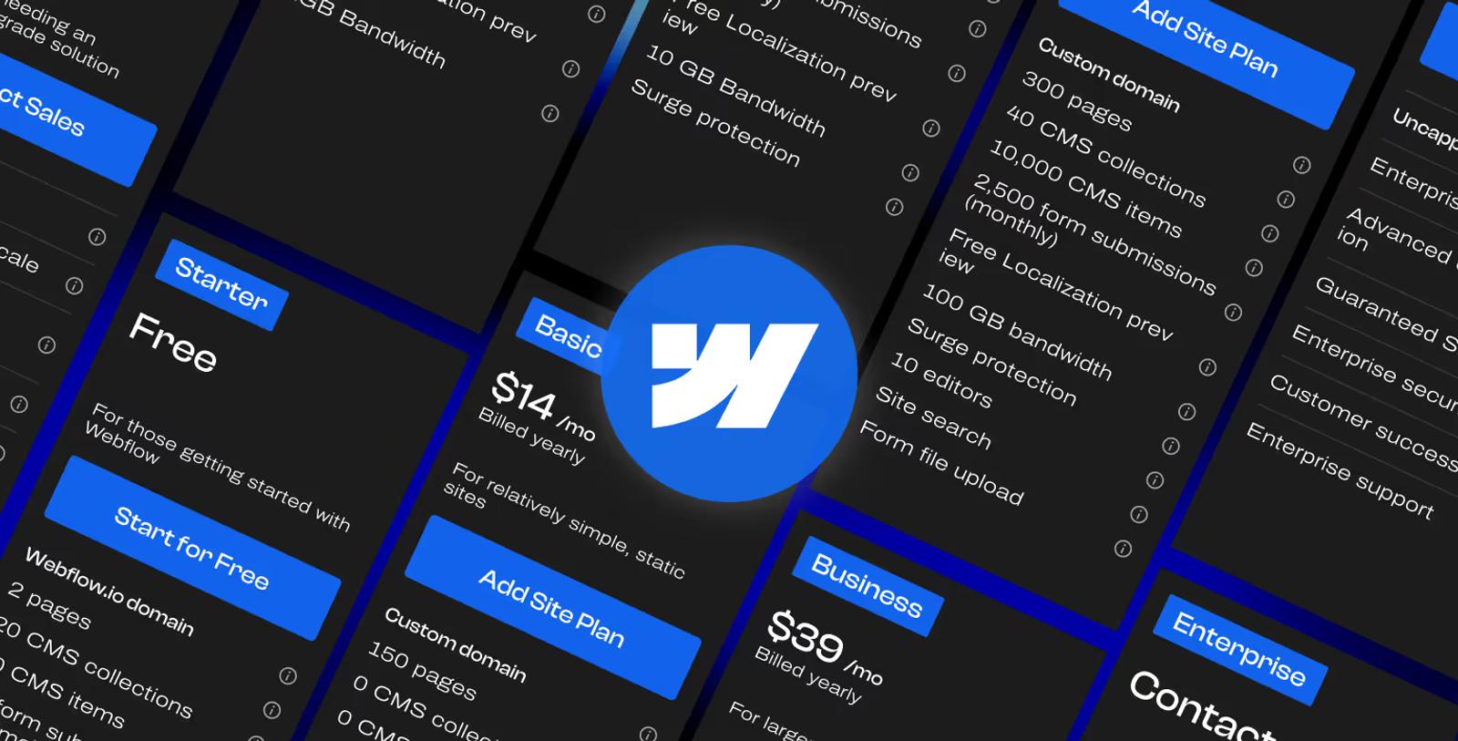 Webflow vs Hubspot — Webflow Pricing