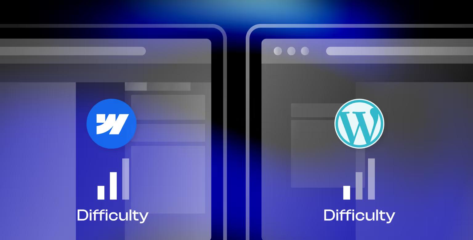 Side-by-side comparison of build difficulty in Webflow vs WordPress