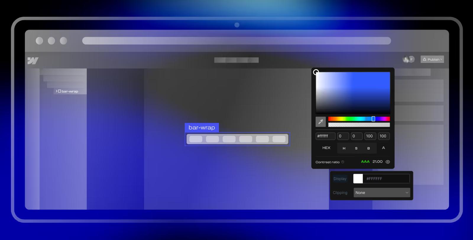 Visual development workflow compared in Webflow vs Bubble