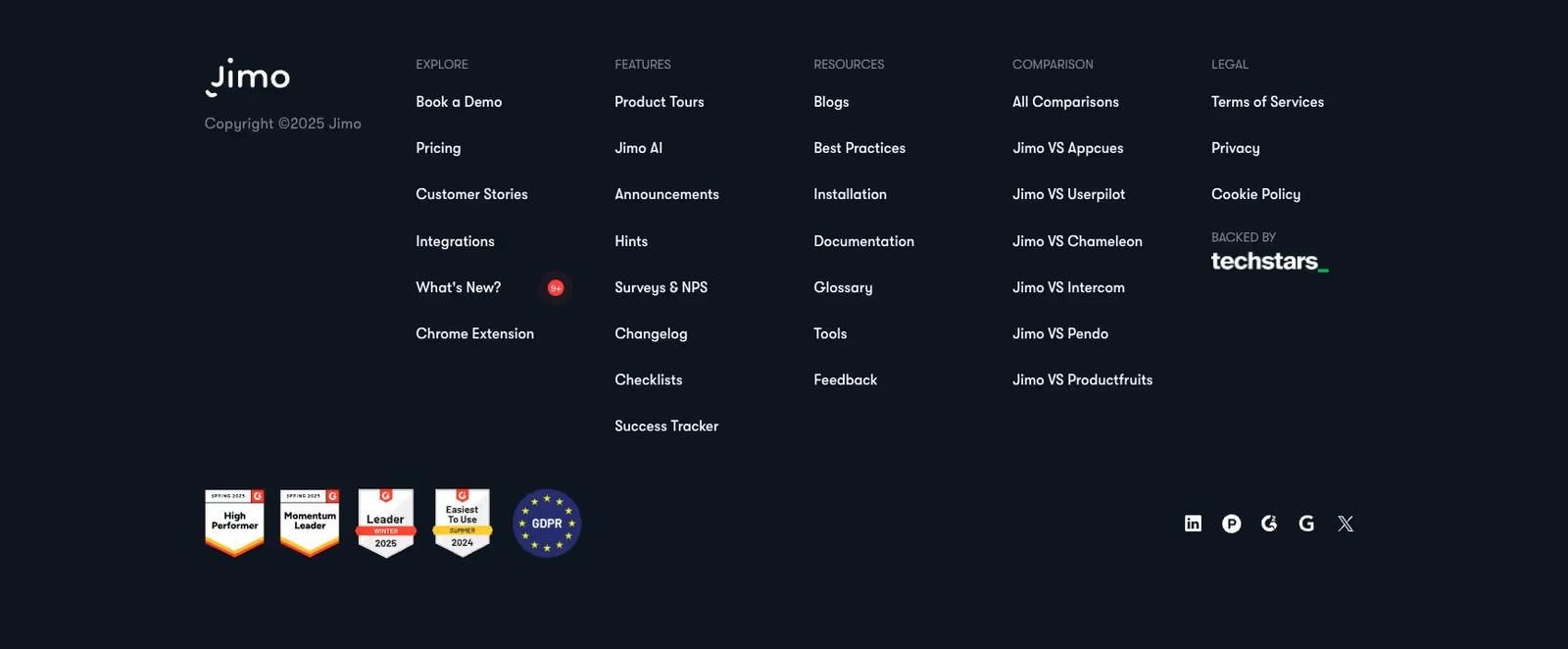 Website footer example #13: Jimo