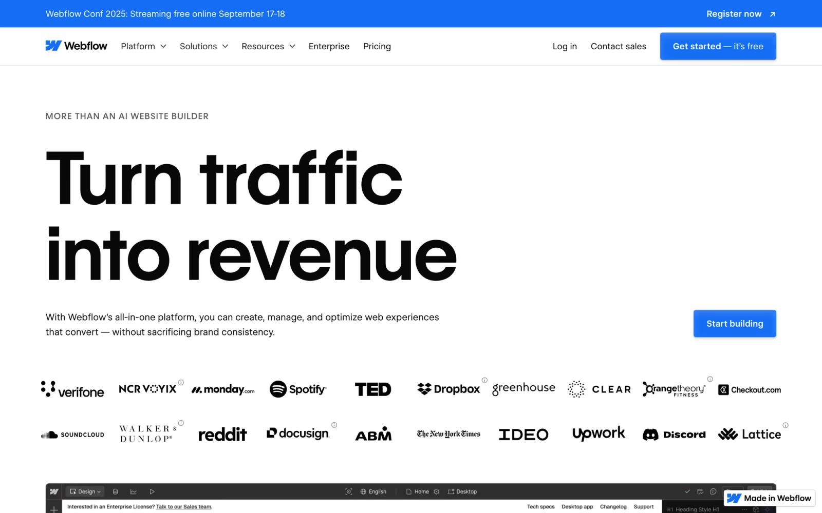 B2B website example #7: Webflow