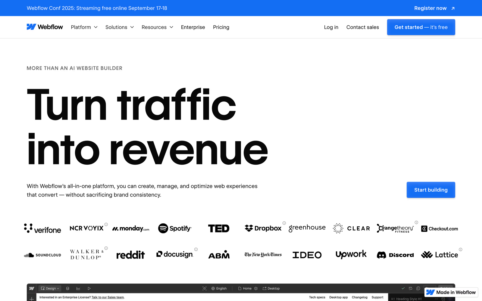 B2B website example #7: Webflow