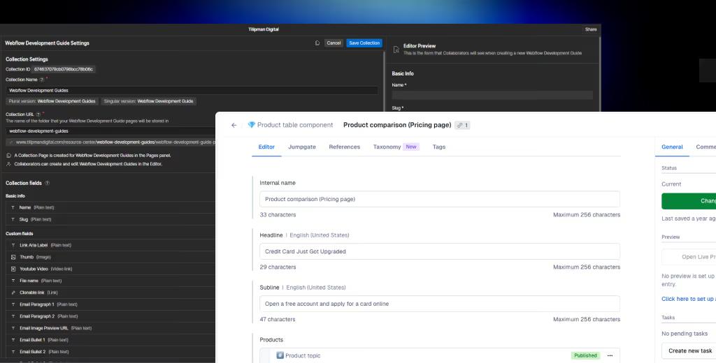 Comparison of Webflow and Contentful as CMS platforms