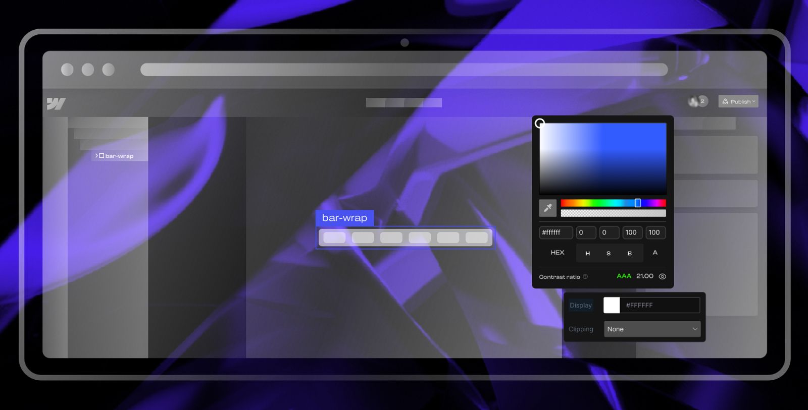 Webflow's visual development tools: the Designer with classes, breakpoints and interactions