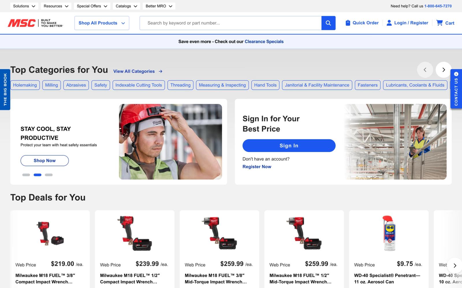 B2B Website Example #19: MSC Industrial Supply
