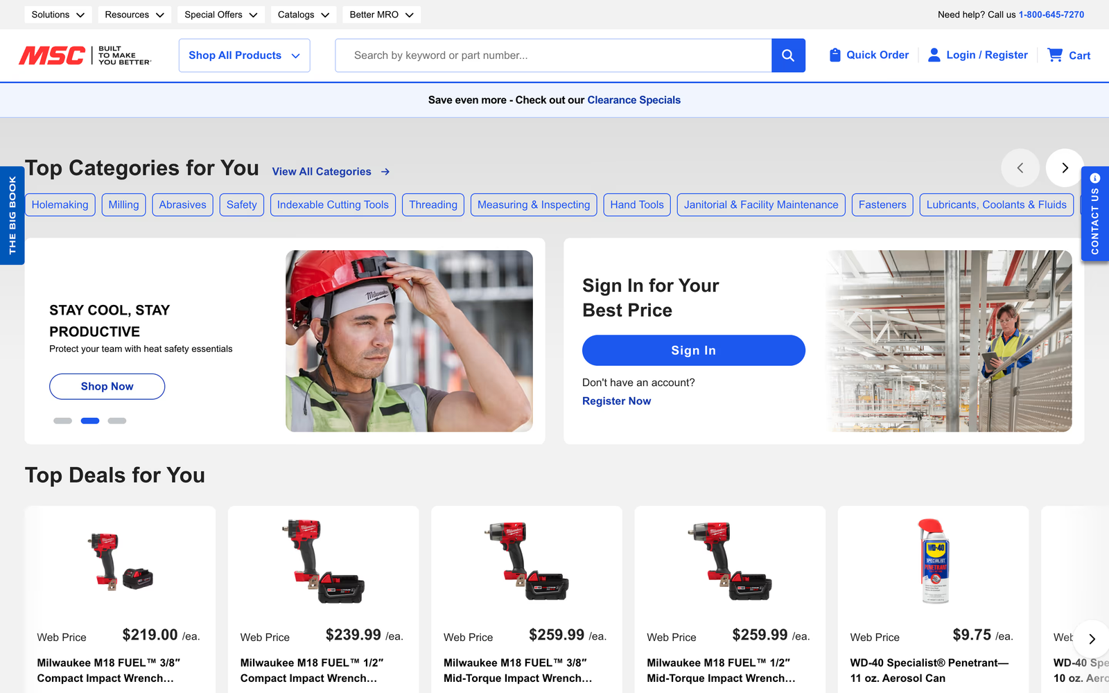 B2B Website Example #19: MSC Industrial Supply