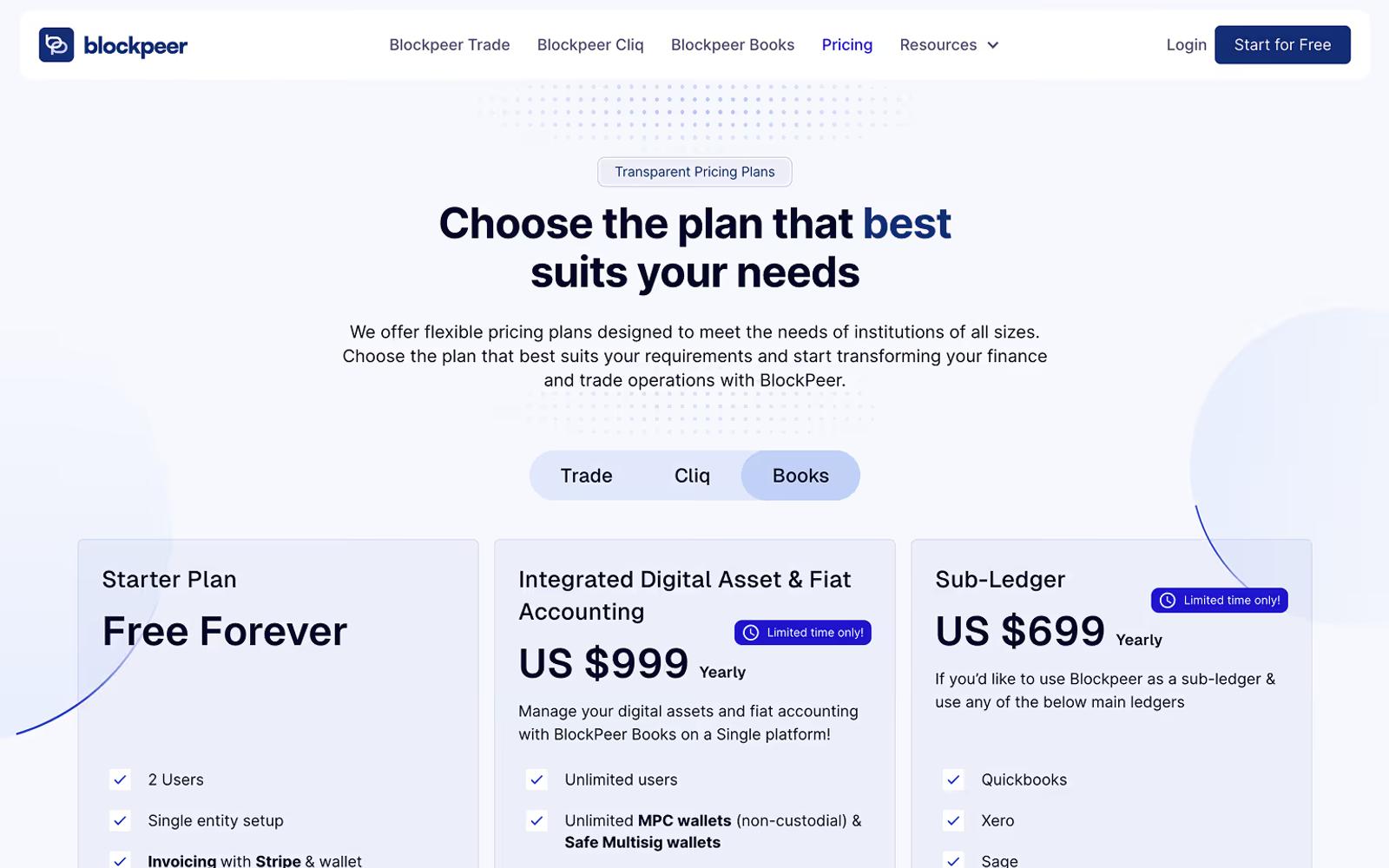 Blockpeer Pricing Page Example 
