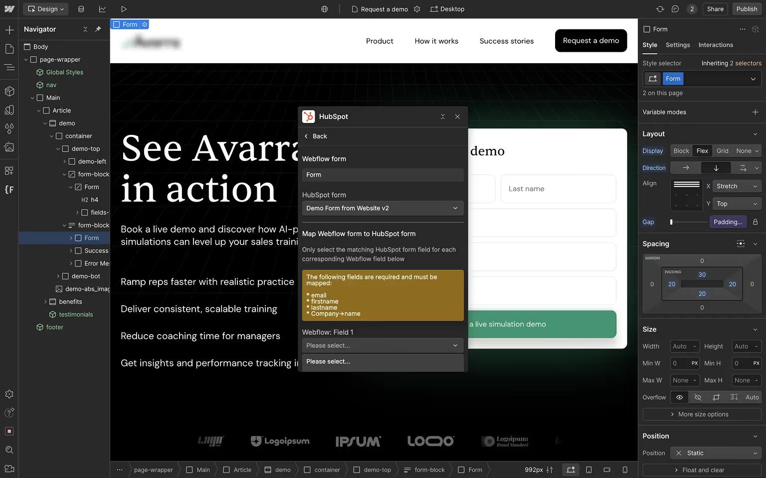 HubSpot App — Mapping Form Fields