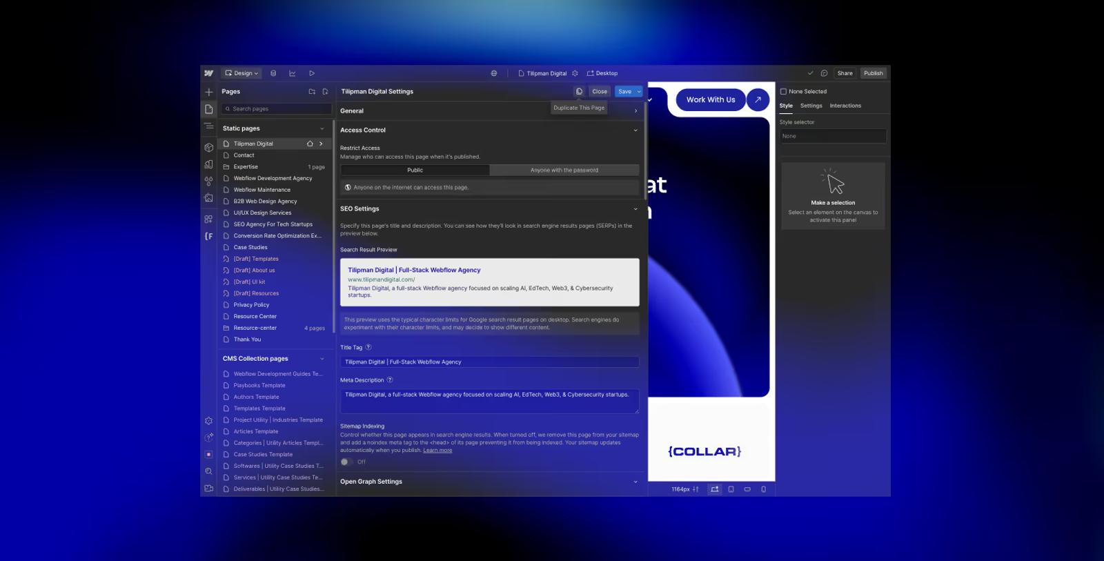 Duplicate Static Page in Webflow