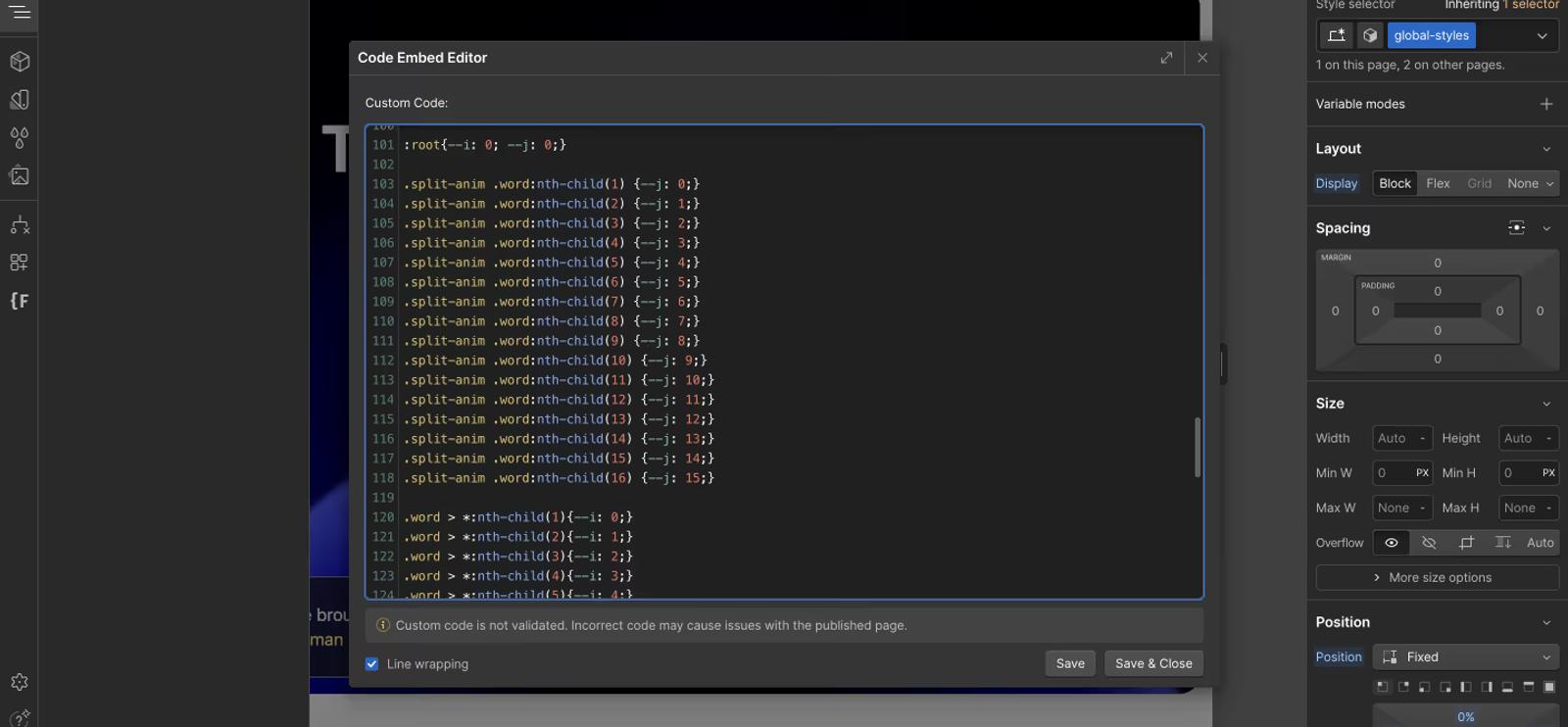 Committing specific elements to variables
