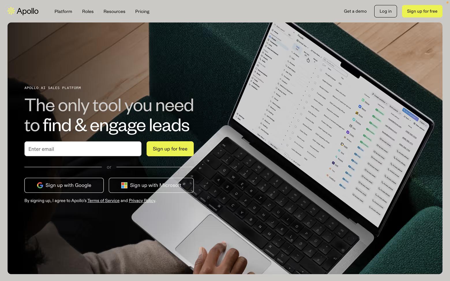 AI Website Example 9: Apollo.io