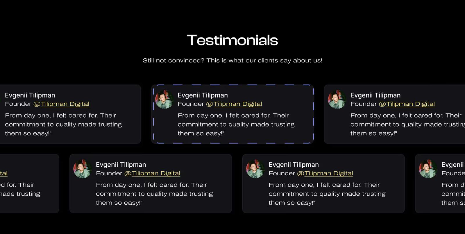 Building trust through Showcasing what the customers say.