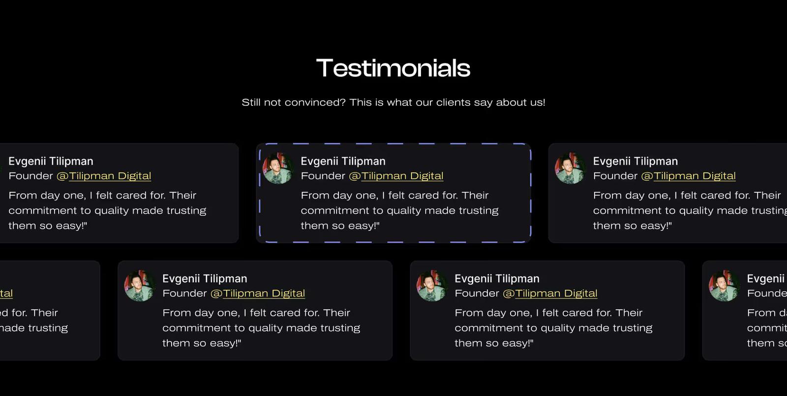 Building trust through Showcasing what the customers say.