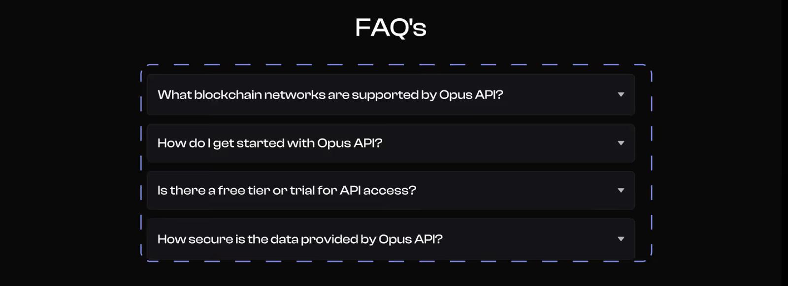 FAQ section example on a Web3 product page